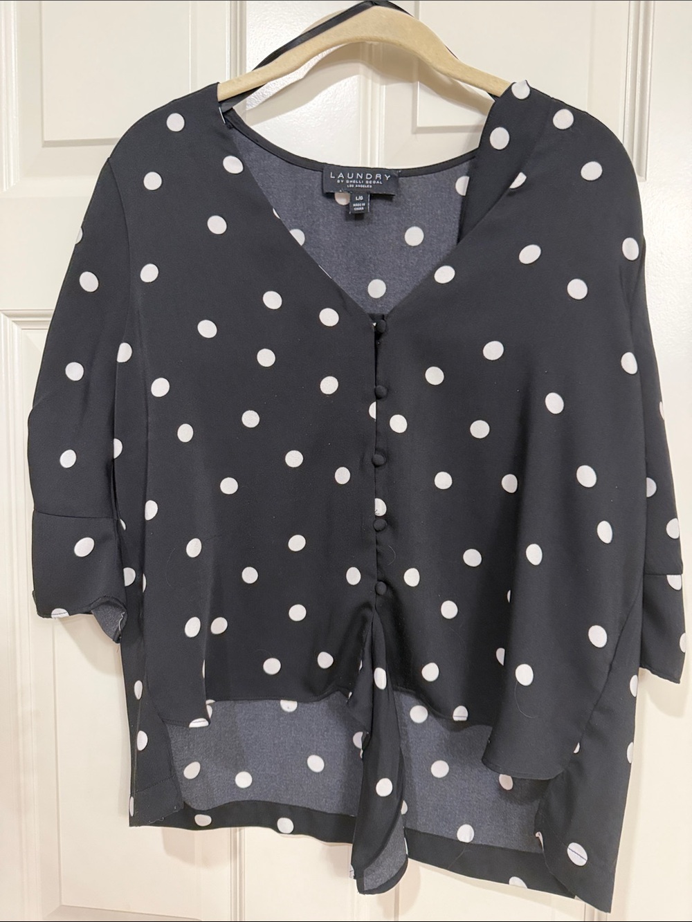 Laundry By Shelli Segal Black and White Polka Dot Blouse